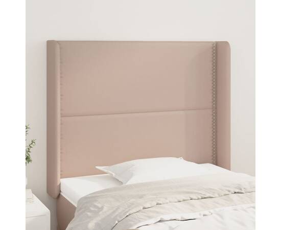 Tăblie pat cu aripioare cappuccino 83x16x118/128 cm piele eco