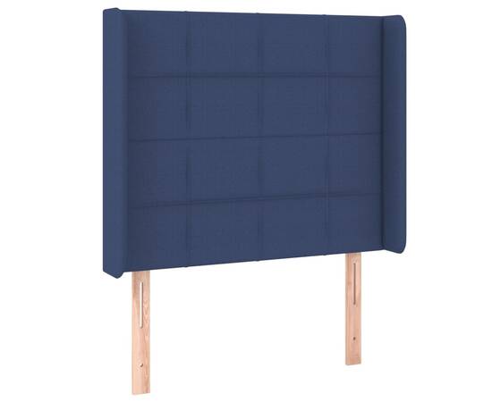 Tăblie de pat cu aripioare, albastru, 103x16x118/128 cm, textil, 2 image