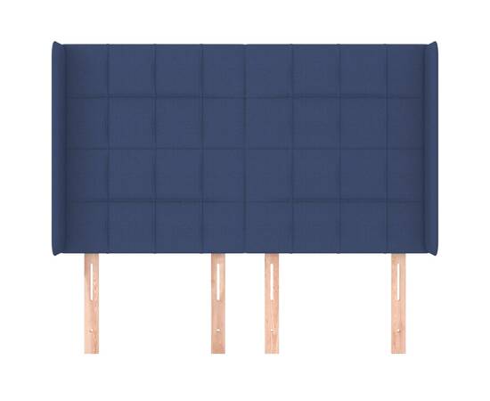 Tăblie de pat cu aripioare, albastru, 147x16x118/128 cm, textil, 3 image