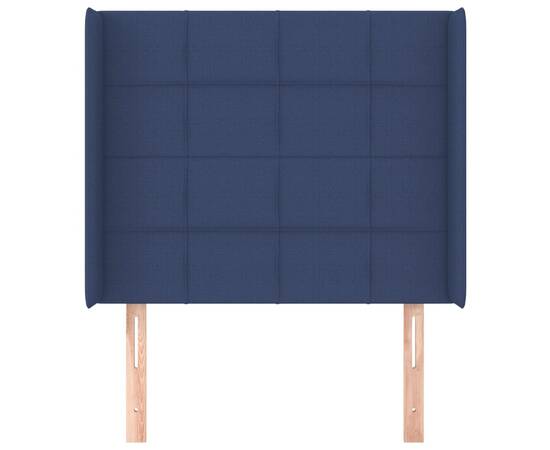 Tăblie de pat cu aripioare, albastru, 93x16x118/128 cm, textil, 3 image
