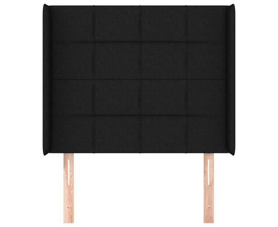 Tăblie de pat cu aripioare, negru, 93x16x118/128 cm, textil, 3 image