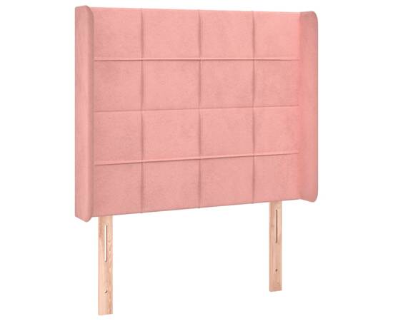 Tăblie de pat cu aripioare, roz, 93x16x118/128 cm, catifea, 2 image