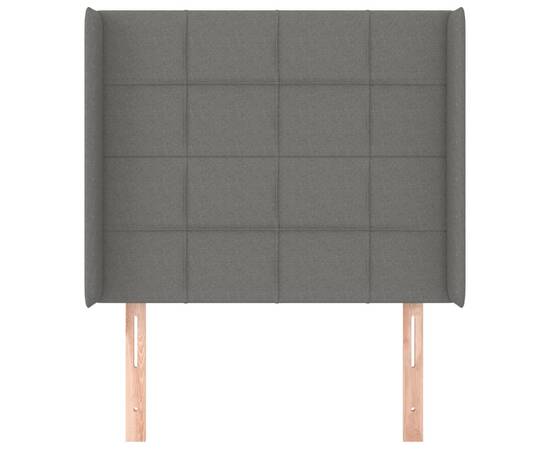 Tăblie de pat cu aripioare gri închis 103x16x118/128 cm textil, 3 image