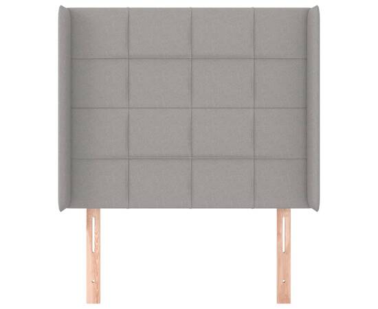 Tăblie de pat cu aripioare gri deschis 103x16x118/128 cm textil, 3 image