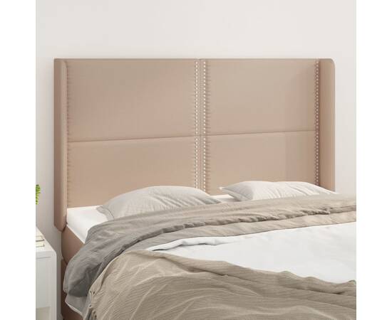 Tăblie pat cu aripioare cappuccino 147x16x118/128 cm piele eco