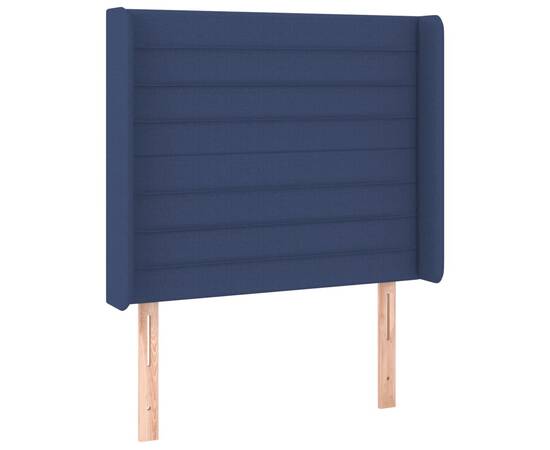 Tăblie de pat cu aripioare, albastru, 103x16x118/128 cm, textil, 2 image