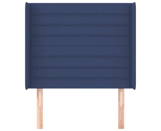 Tăblie de pat cu aripioare, albastru, 103x16x118/128 cm, textil, 3 image