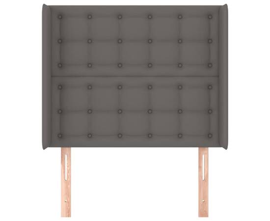 Tăblie de pat cu aripioare, gri , 83x16x118/128 cm, piele eco, 3 image