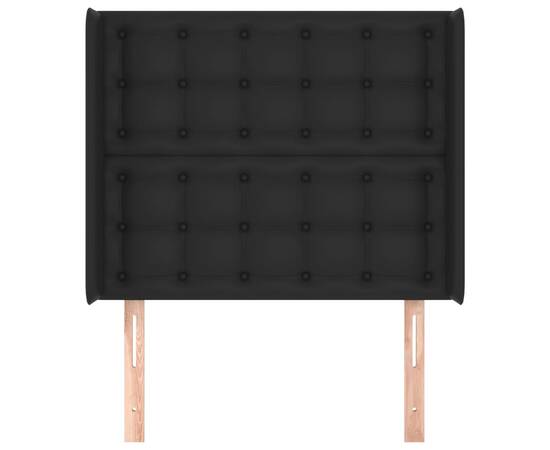 Tăblie de pat cu aripioare, negru, 103x16x118/128 cm, piele eco, 3 image