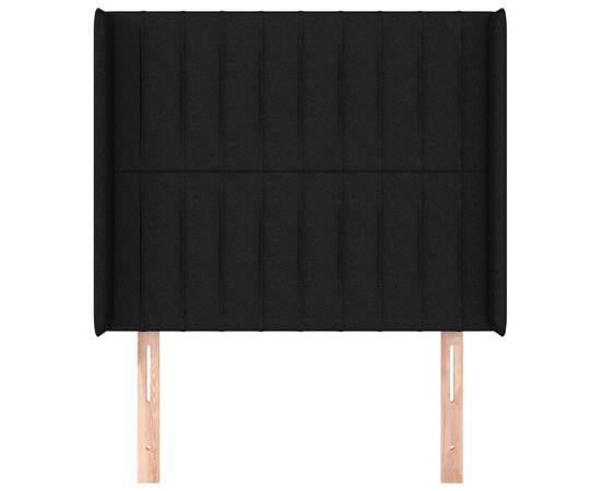 Tăblie de pat cu aripioare, negru, 83x16x118/128 cm, textil, 3 image