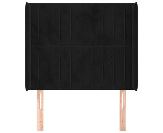 Tăblie de pat cu aripioare, negru, 93x16x118/128 cm, catifea, 3 image
