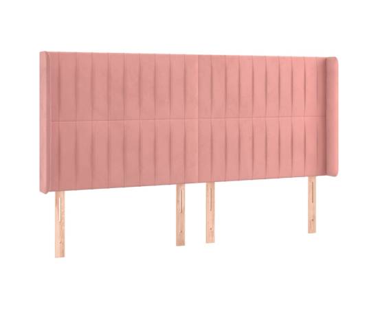 Tăblie de pat cu aripioare, roz, 183x16x118/128 cm, catifea, 2 image