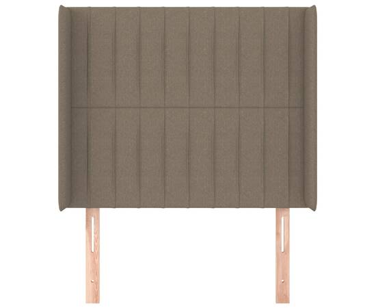 Tăblie de pat cu aripioare gri taupe 103x16x118/128 cm textil, 3 image