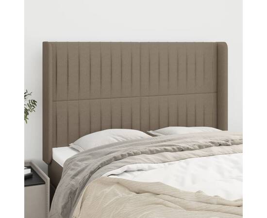 Tăblie de pat cu aripioare gri taupe 147x16x118/128 cm textil