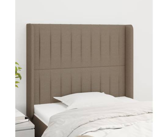 Tăblie de pat cu aripioare gri taupe 83x16x118/128 cm textil