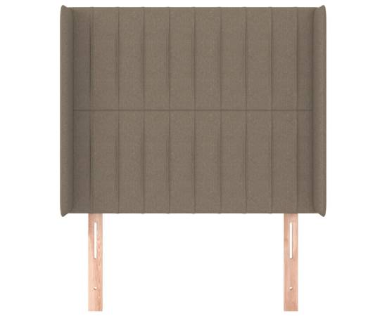 Tăblie de pat cu aripioare gri taupe 83x16x118/128 cm textil, 3 image