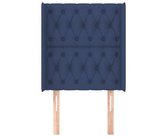 Tăblie de pat cu aripioare, albastru, 83x16x118/128 cm, textil, 3 image