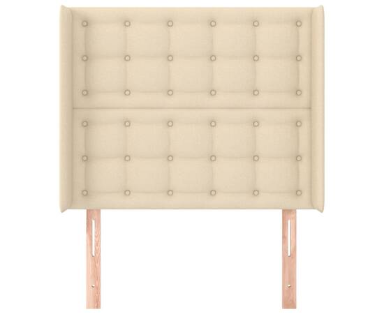 Tăblie de pat cu aripioare, crem, 83x16x118/128 cm, textil, 3 image