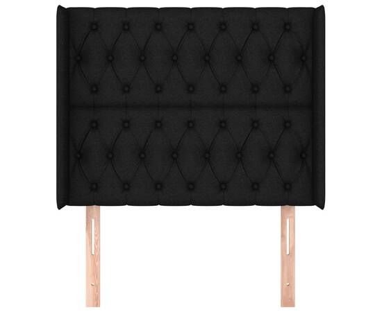 Tăblie de pat cu aripioare, negru, 103x16x118/128 cm, textil, 3 image