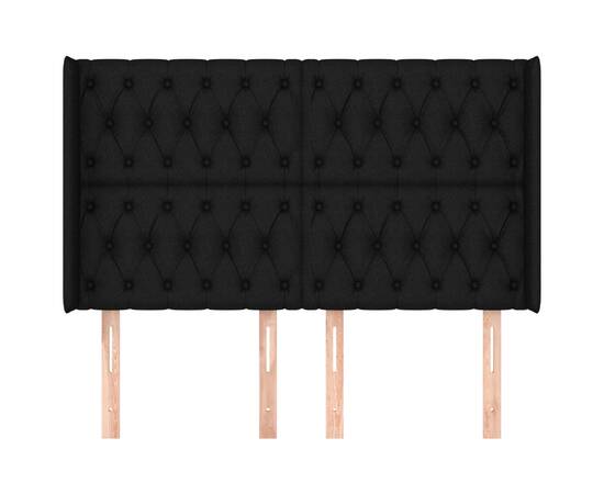 Tăblie de pat cu aripioare, negru, 147x16x118/128 cm, textil, 3 image