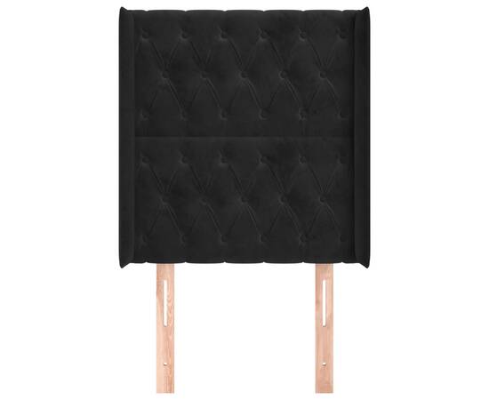 Tăblie de pat cu aripioare, negru, 83x16x118/128 cm, catifea, 3 image