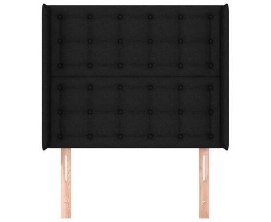 Tăblie de pat cu aripioare, negru, 83x16x118/128 cm, textil, 3 image