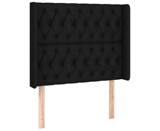 Tăblie de pat cu aripioare, negru, 93x16x118/128 cm, textil, 2 image