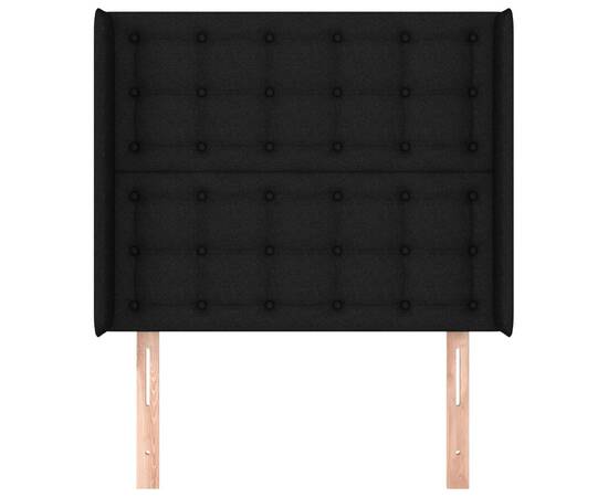 Tăblie de pat cu aripioare, negru, 93x16x118/128 cm, textil, 3 image