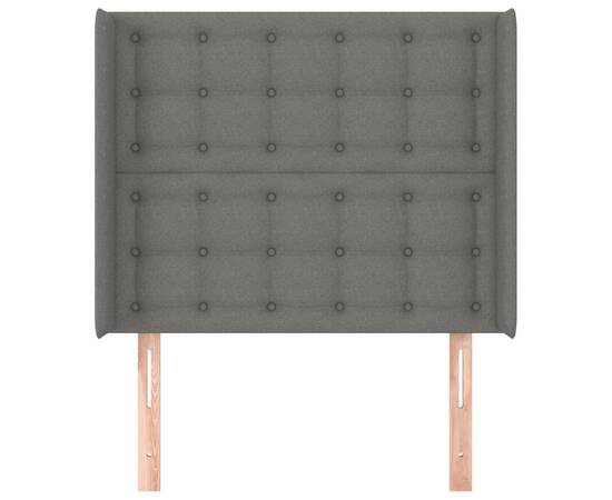 Tăblie de pat cu aripioare gri închis 83x16x118/128 cm textil, 3 image