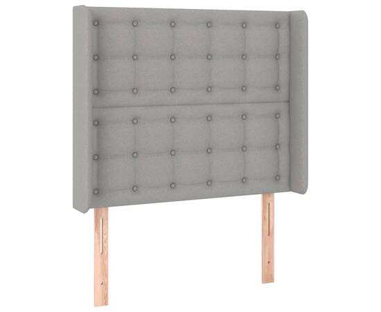 Tăblie de pat cu aripioare gri deschis 103x16x118/128 cm textil, 2 image
