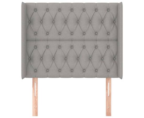 Tăblie de pat cu aripioare gri deschis 103x16x118/128 cm textil, 3 image