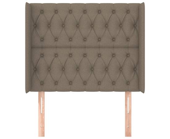 Tăblie de pat cu aripioare gri taupe 103x16x118/128 cm textil, 3 image