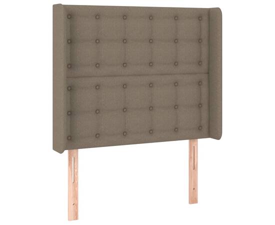 Tăblie de pat cu aripioare gri taupe 83x16x118/128 cm textil, 2 image