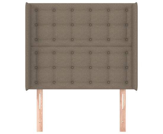 Tăblie de pat cu aripioare gri taupe 83x16x118/128 cm textil, 3 image