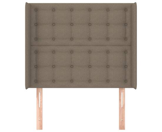 Tăblie de pat cu aripioare gri taupe 93x16x118/128 cm textil, 3 image