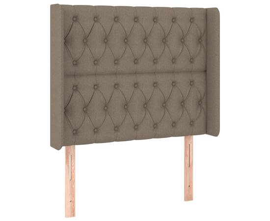 Tăblie de pat cu aripioare gri taupe 93x16x118/128 cm textil, 2 image