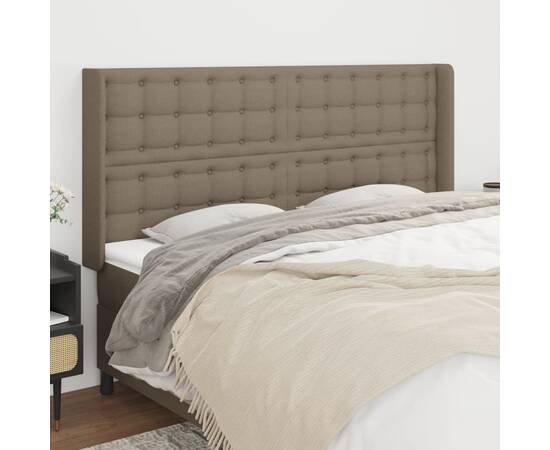 Tăblie de pat cu aripioare, gri taupe, 163x16x118/128cm, textil