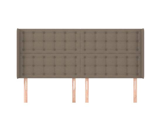 Tăblie de pat cu aripioare, gri taupe, 163x16x118/128cm, textil, 3 image