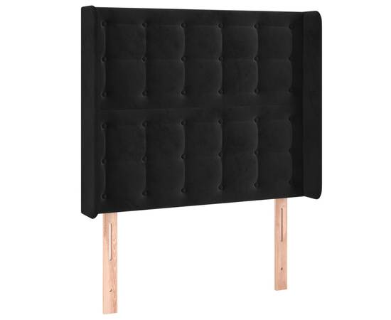 Tăblie de pat cu aripioare, negru, 103x16x118/128 cm, catifea, 2 image