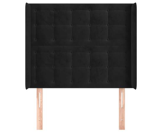 Tăblie de pat cu aripioare, negru, 103x16x118/128 cm, catifea, 3 image
