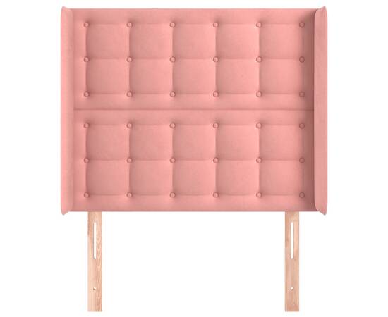 Tăblie de pat cu aripioare, roz, 103x16x118/128 cm, catifea, 3 image