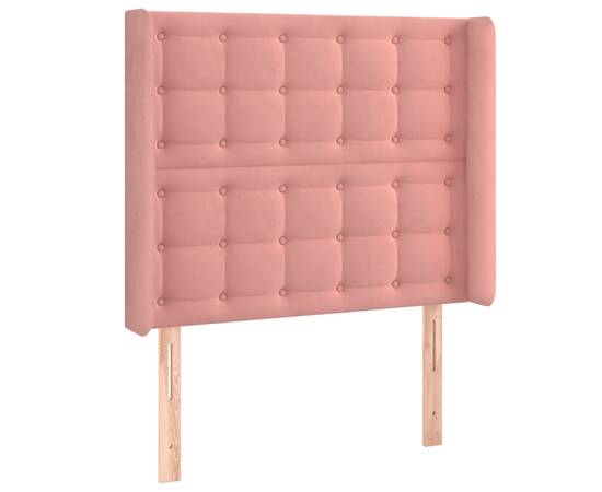 Tăblie de pat cu aripioare, roz, 103x16x118/128 cm, catifea, 2 image