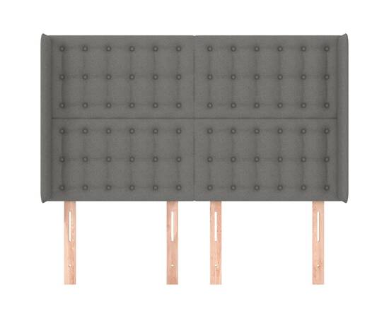 Tăblie de pat cu aripioare gri închis 147x16x118/128 cm textil, 3 image