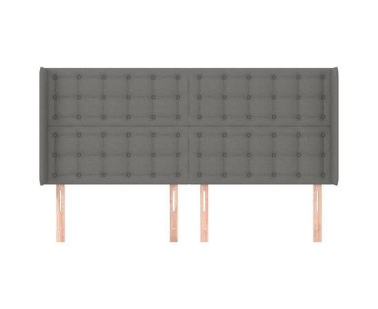 Tăblie de pat cu aripioare gri închis 163x16x118/128 cm textil, 3 image