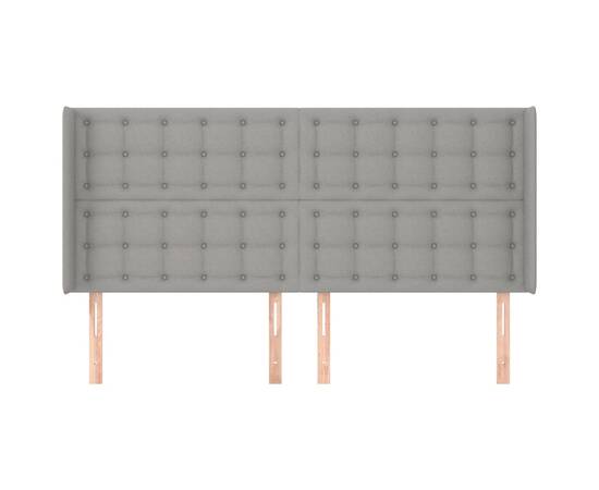 Tăblie de pat cu aripioare gri deschis 183x16x118/128 cm textil, 3 image