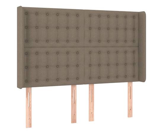 Tăblie de pat cu aripioare gri taupe 147x16x118/128 cm textil, 2 image