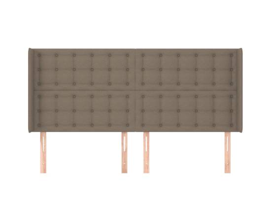 Tăblie de pat cu aripioare gri taupe 183x16x118/128 cm textil, 3 image