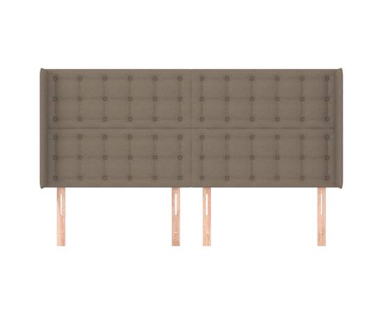 Tăblie de pat cu aripioare gri taupe 203x16x118/128 cm textil, 3 image