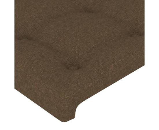 Tăblie de pat cu aripioare maro închis 183x16x118/128 cm textil, 5 image