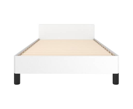 Cadru de pat cu tăblie, alb, 90x200 cm, piele ecologică, 6 image